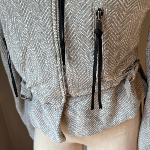 Diesel Women’s Chevron Light Gray Racer Moto Cotton Knit Jacket Size XS - Picture 5 of 8